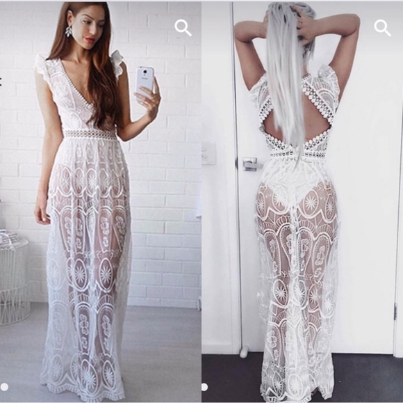 L'ATISTE Dresses & Skirts - L'Atiste Lace Maxi Illusion Dress